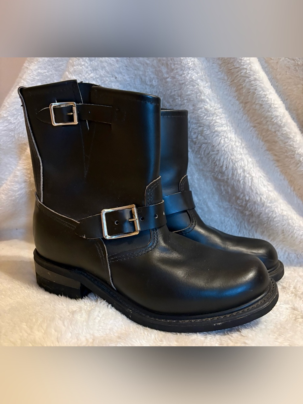 Vintage Deadstock USA Made Women’s 2 Strap Engineer Ankle Boots 7 Biker Moto New
